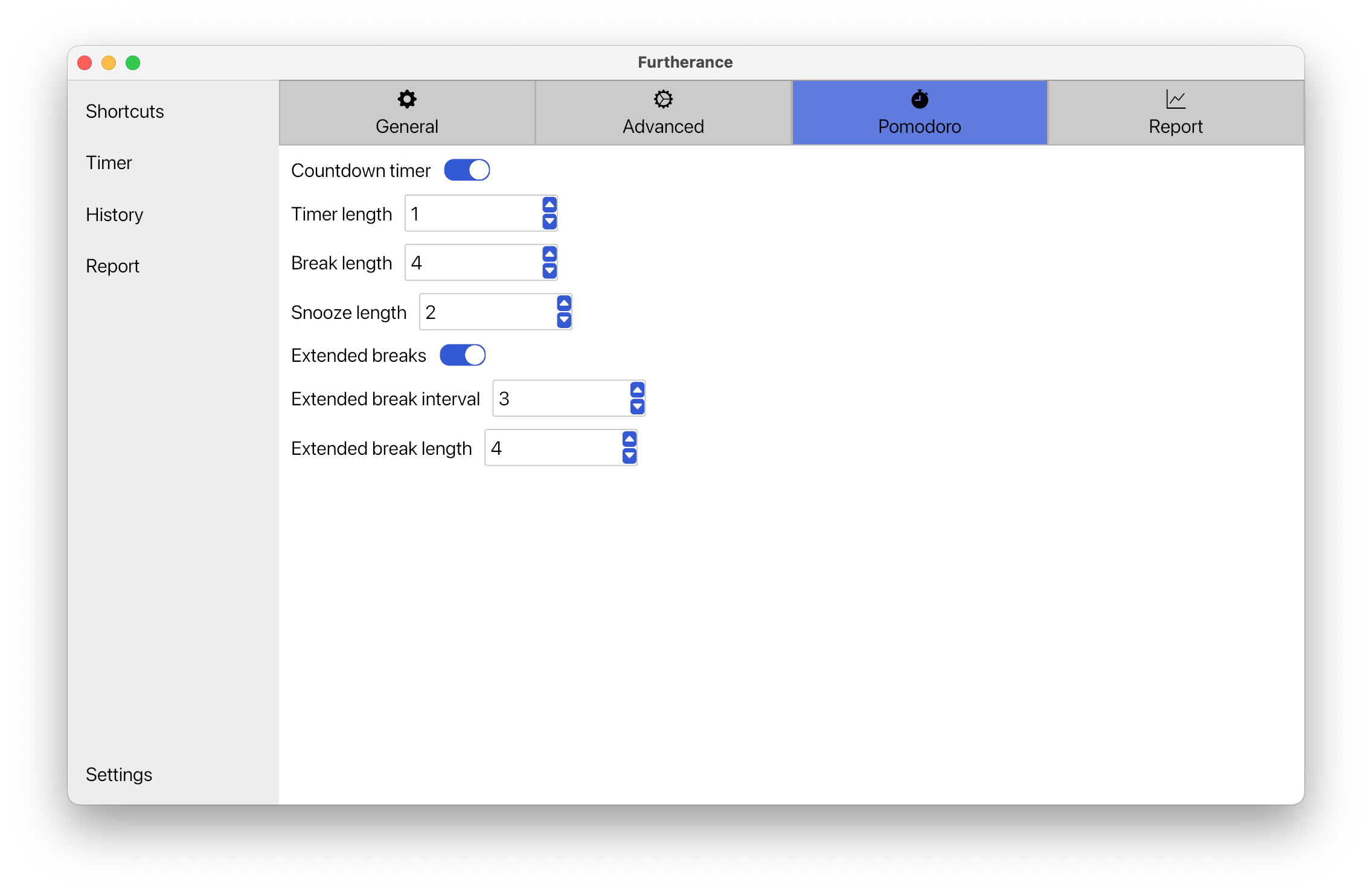 Furtherance Settings